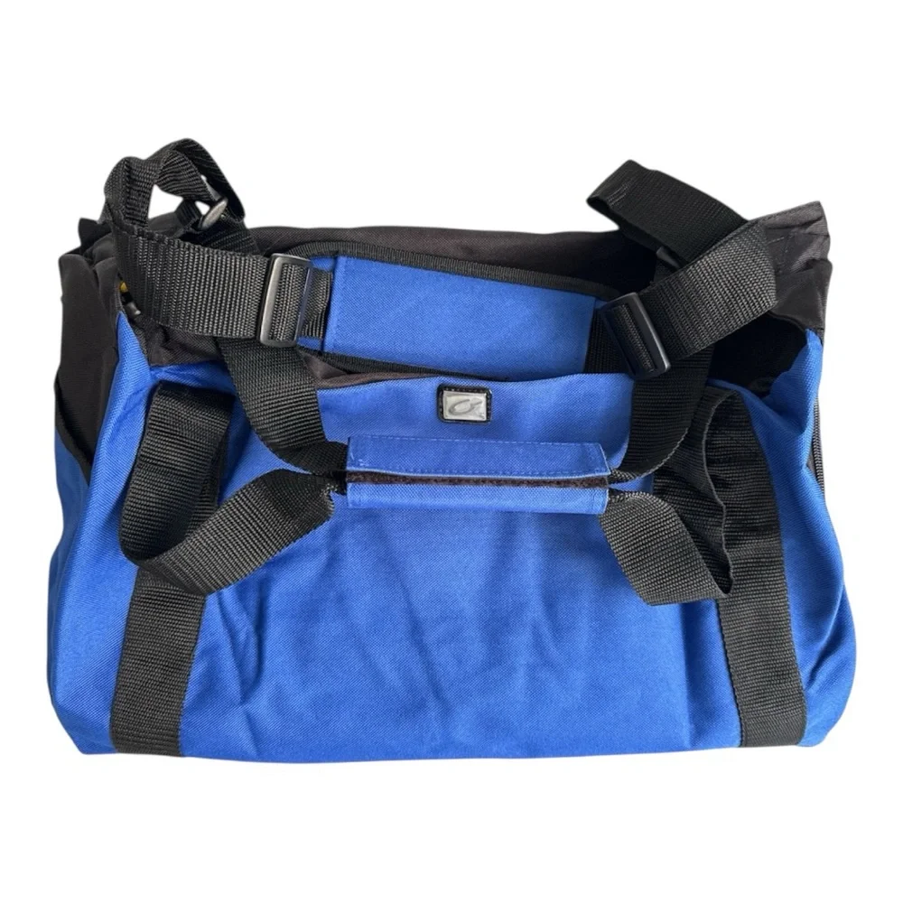 Blue and Black Duffel Bag with Yellow‎ Accents